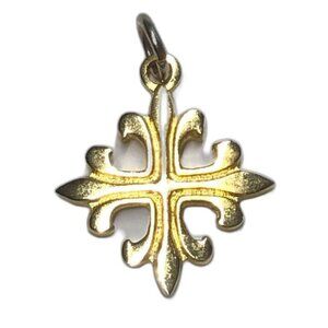 Vintage Fleury Cross Pendant Gold Costume Fashion Christian Religious